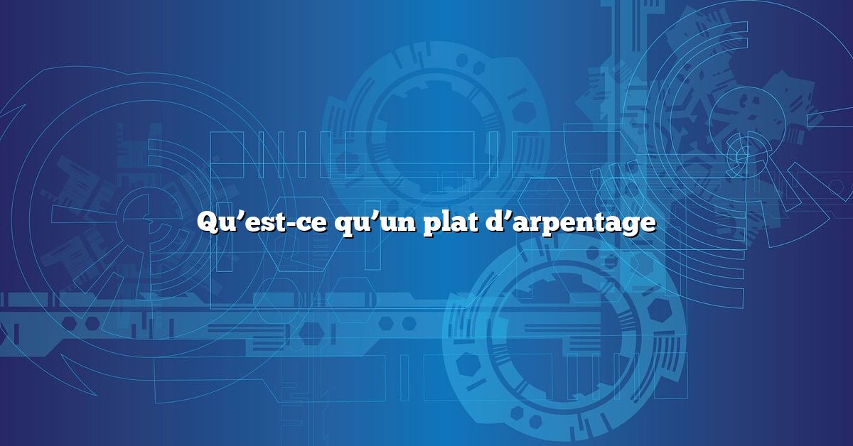 Qu’est-ce qu’un plat d’arpentage