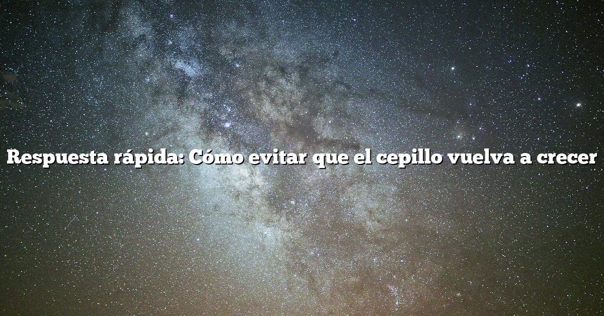 Respuesta rápida: Cómo evitar que el cepillo vuelva a crecer