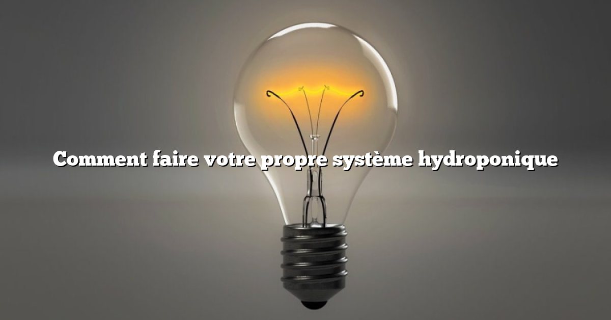 Comment faire votre propre système hydroponique