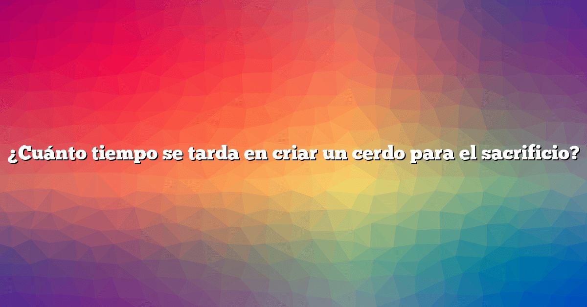 ¿Cuánto tiempo se tarda en criar un cerdo para el sacrificio?