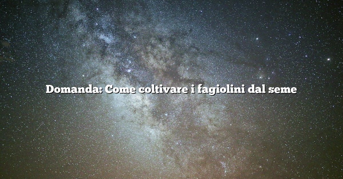 Domanda: Come coltivare i fagiolini dal seme