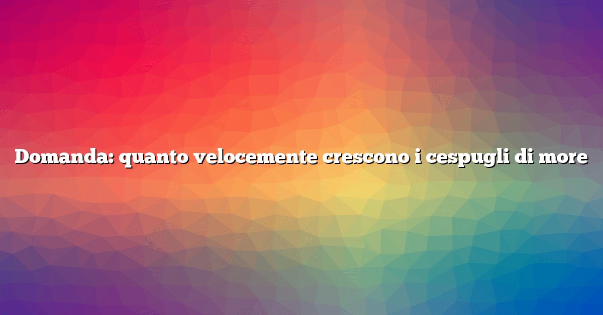 Domanda: quanto velocemente crescono i cespugli di more