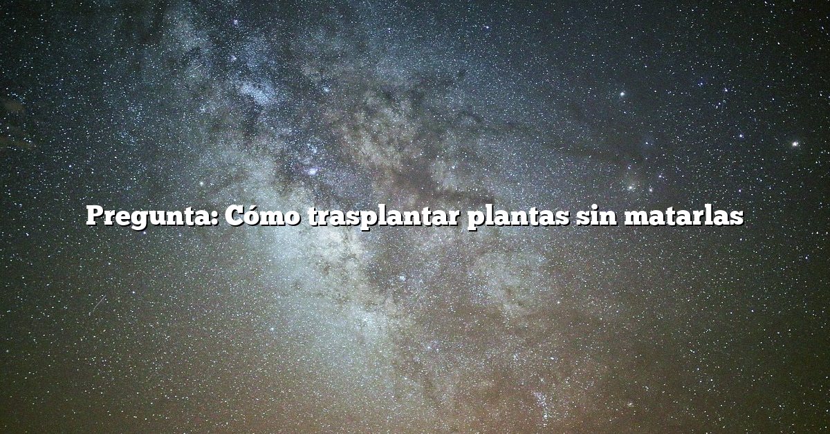 Pregunta: Cómo trasplantar plantas sin matarlas