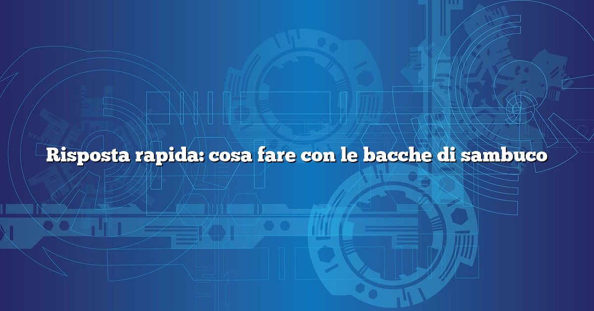 Risposta rapida: cosa fare con le bacche di sambuco