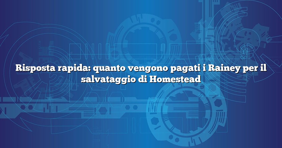 Risposta rapida: quanto vengono pagati i Rainey per il salvataggio di Homestead