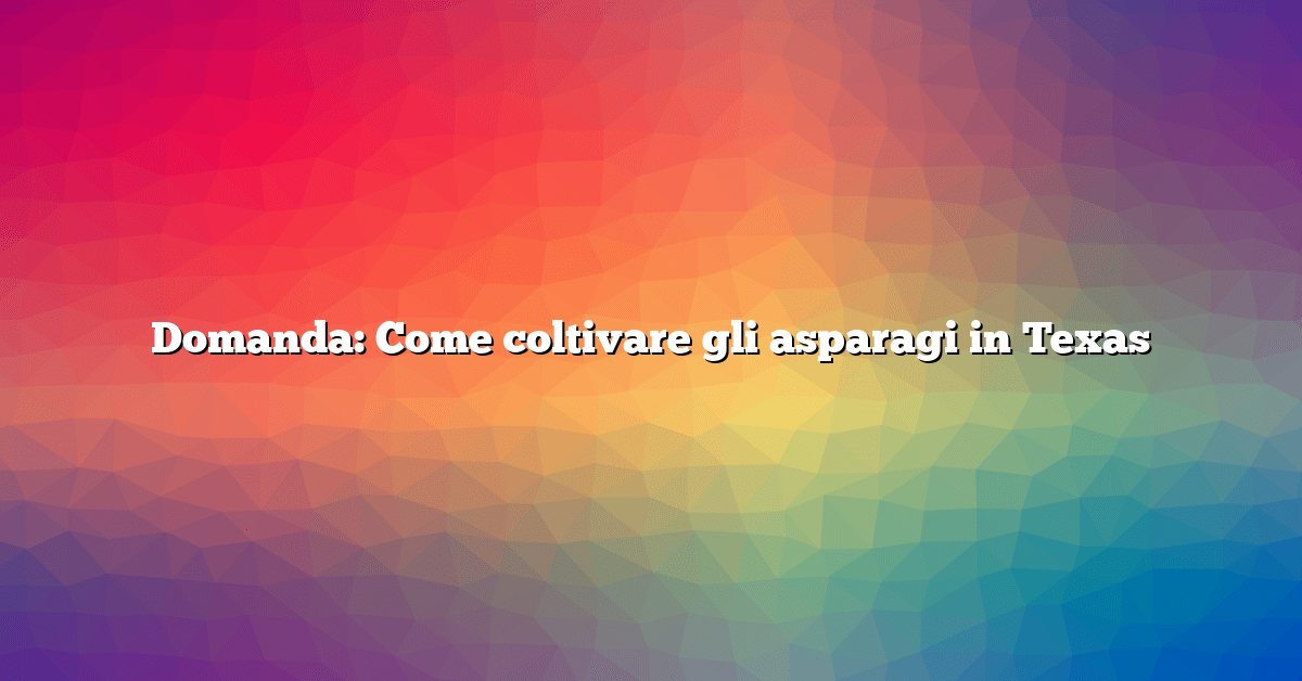 Domanda: Come coltivare gli asparagi in Texas