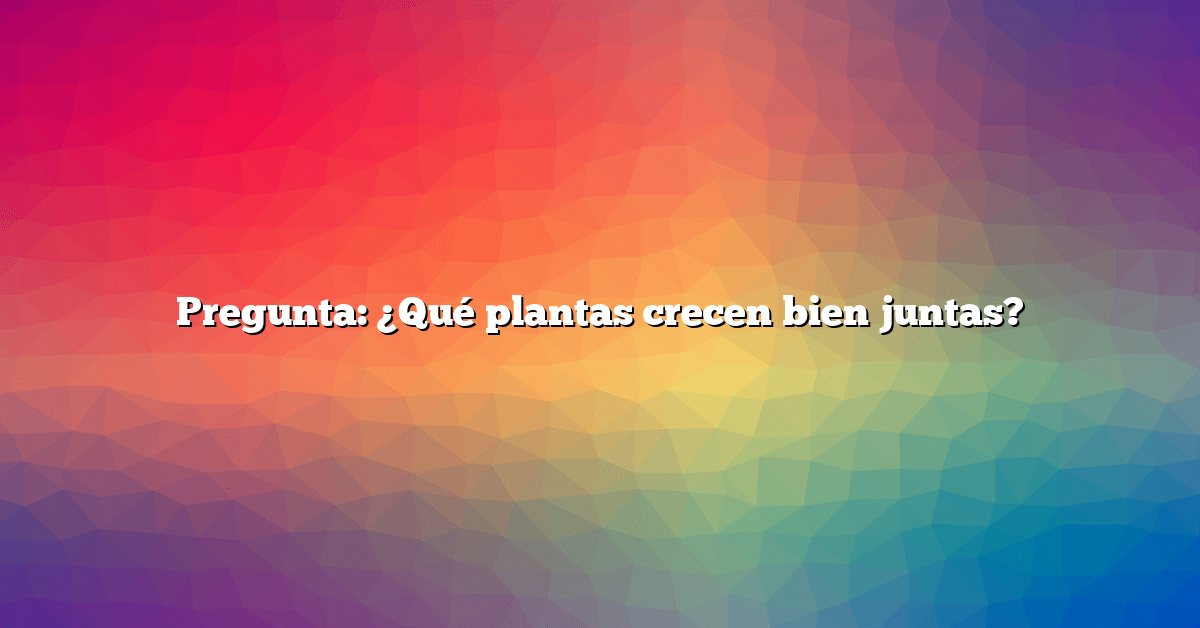 Pregunta: ¿Qué plantas crecen bien juntas?
