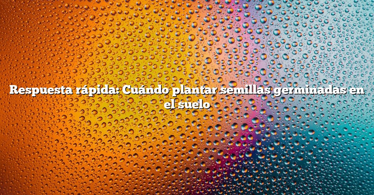 Respuesta rápida: Cuándo plantar semillas germinadas en el suelo