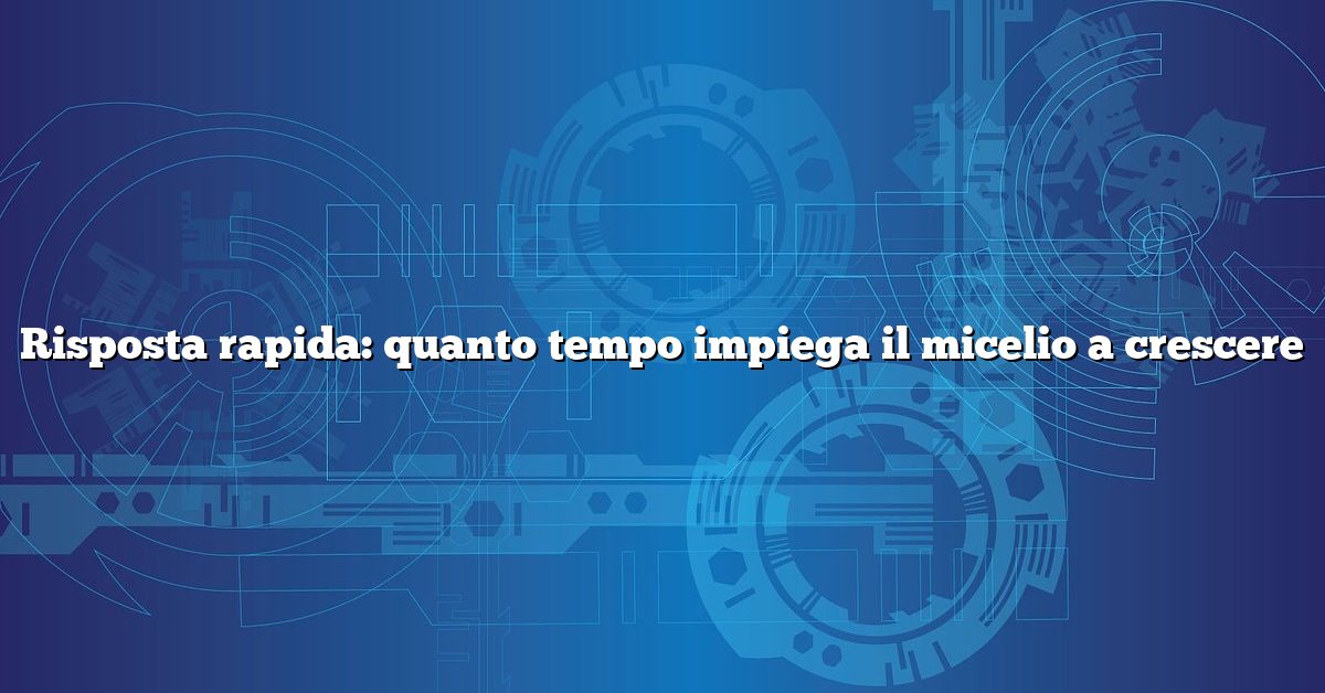 Risposta rapida: quanto tempo impiega il micelio a crescere