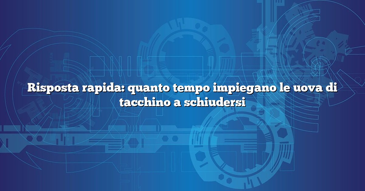 Risposta rapida: quanto tempo impiegano le uova di tacchino a schiudersi