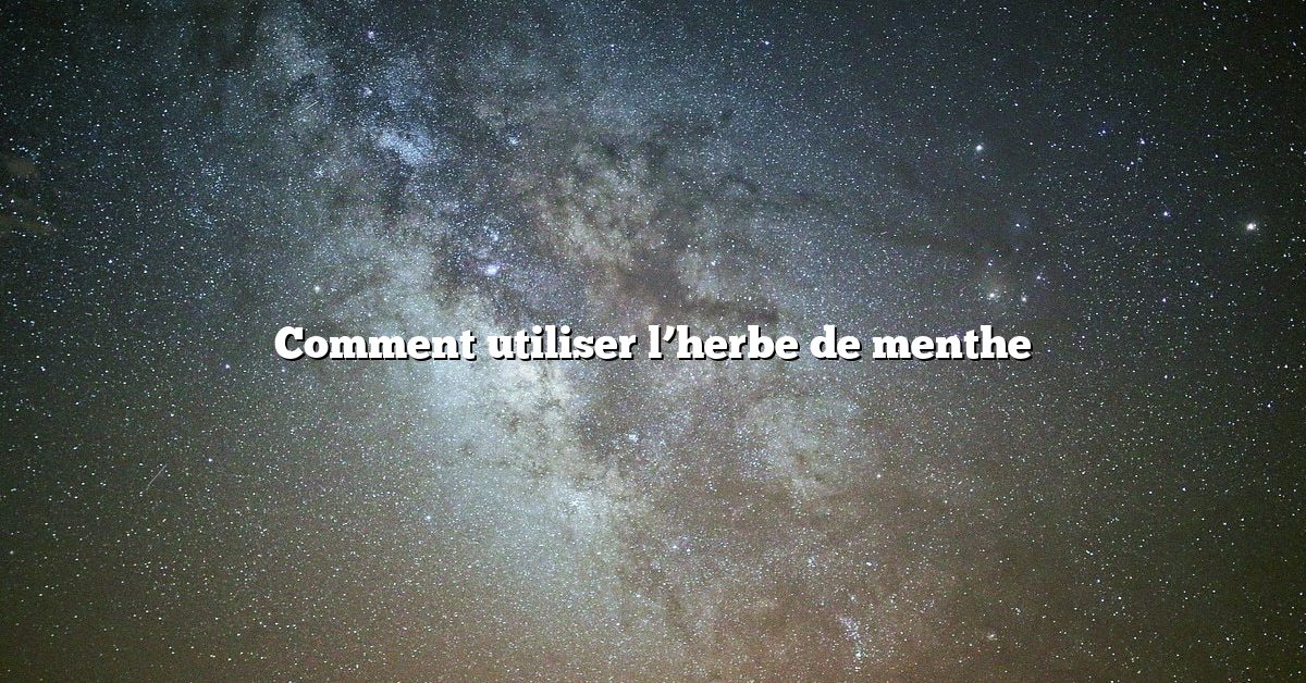 Comment utiliser l’herbe de menthe