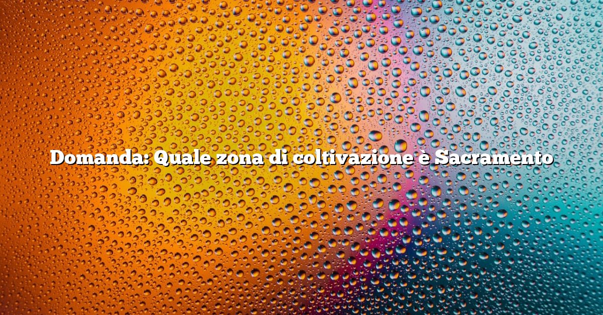 Domanda: Quale zona di coltivazione è Sacramento