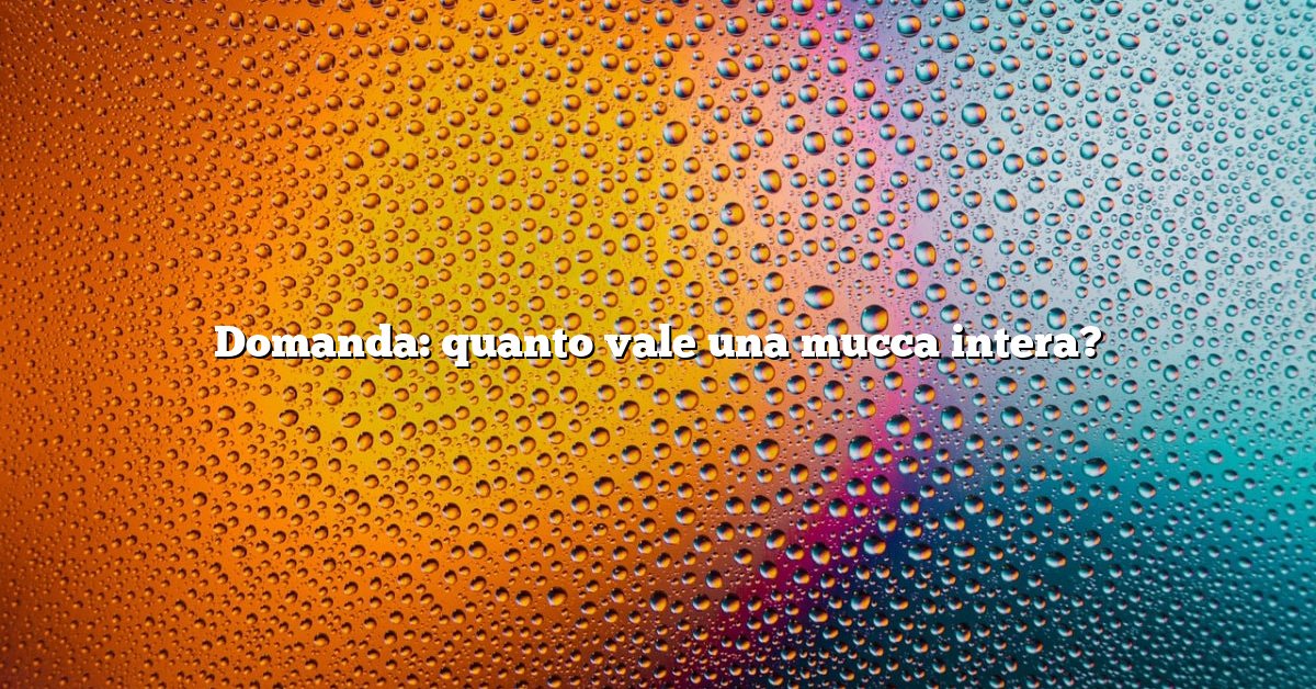 Domanda: quanto vale una mucca intera?