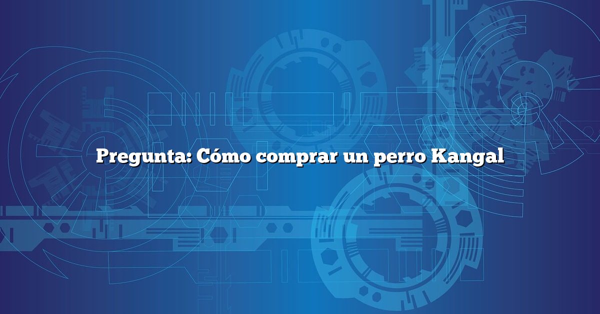 Pregunta: Cómo comprar un perro Kangal