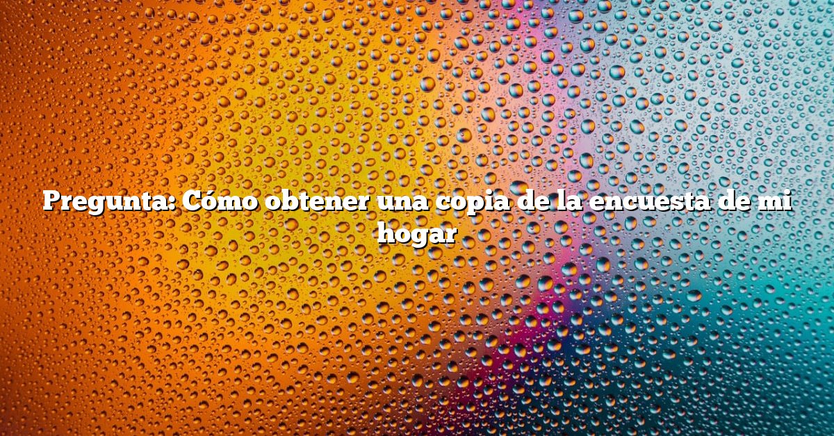 Pregunta: Cómo obtener una copia de la encuesta de mi hogar
