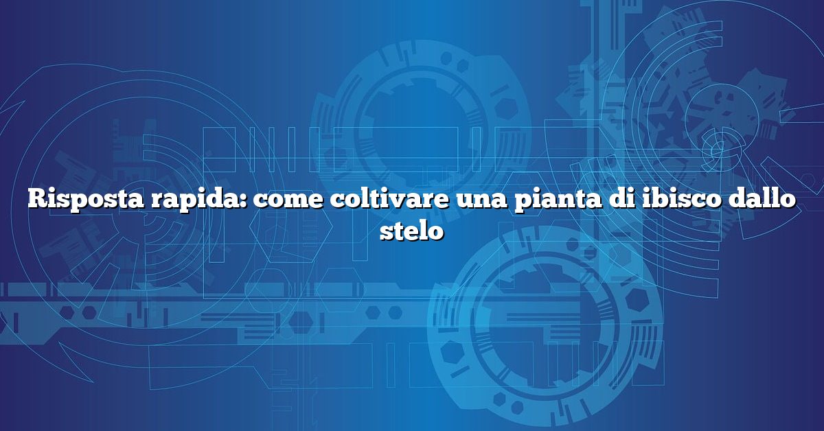 Risposta rapida: come coltivare una pianta di ibisco dallo stelo