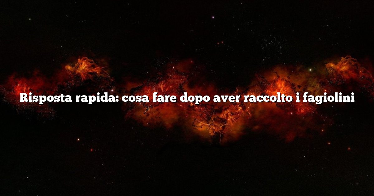 Risposta rapida: cosa fare dopo aver raccolto i fagiolini