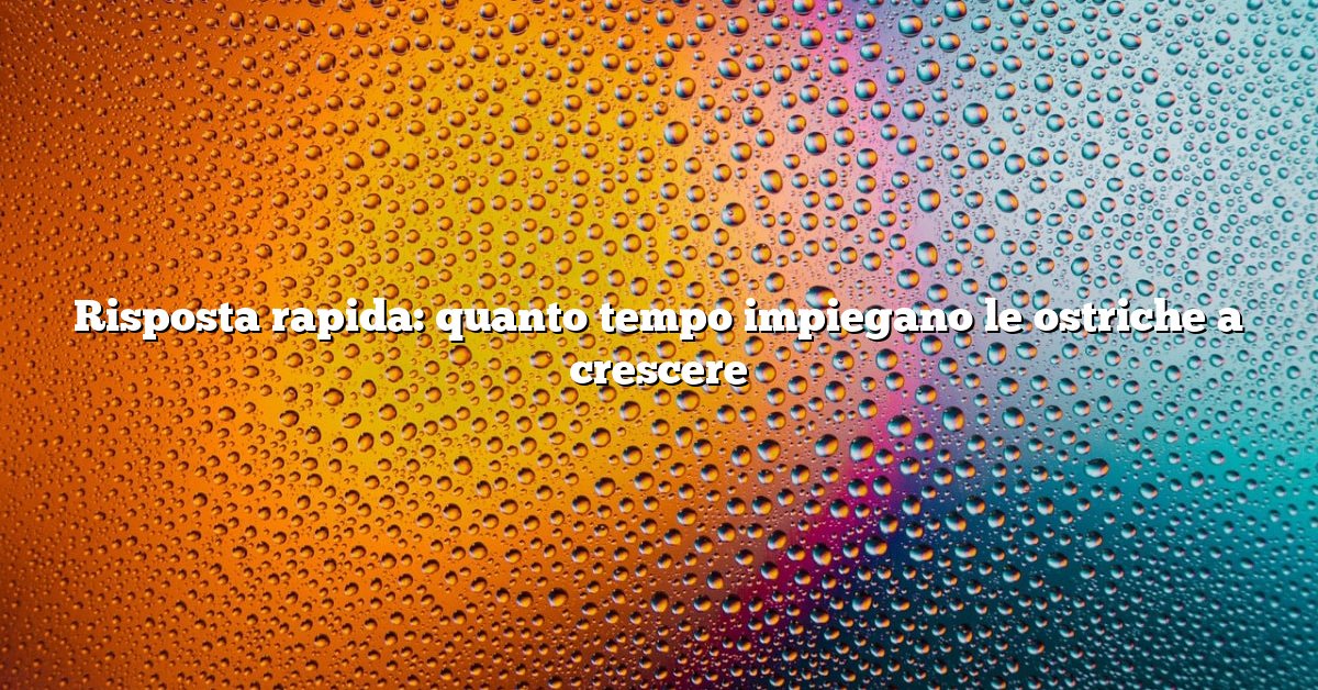 Risposta rapida: quanto tempo impiegano le ostriche a crescere