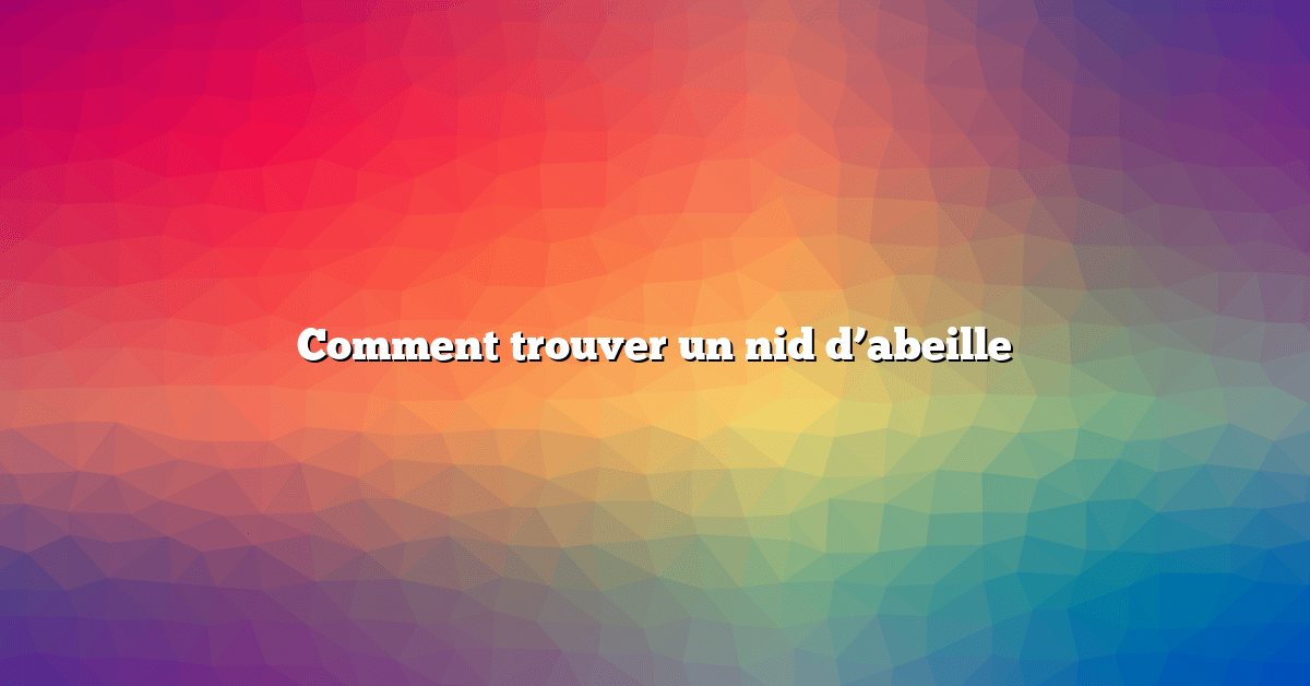 Comment trouver un nid d’abeille