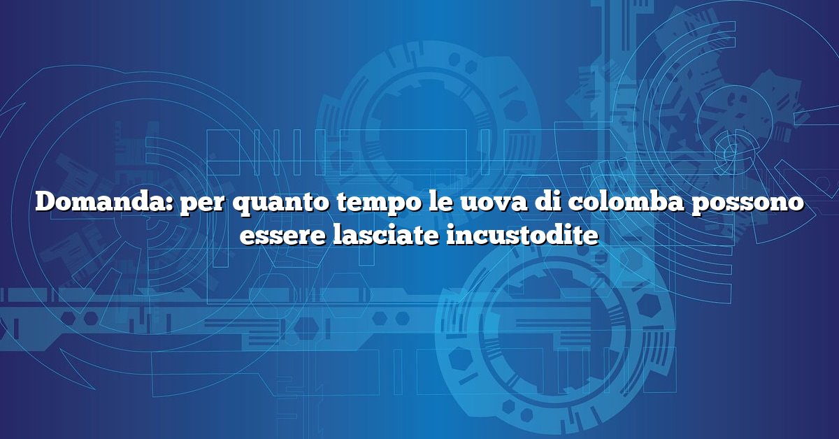 Domanda: per quanto tempo le uova di colomba possono essere lasciate incustodite