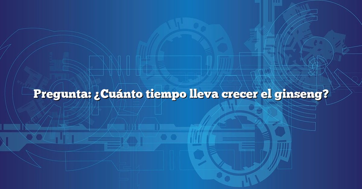Pregunta: ¿Cuánto tiempo lleva crecer el ginseng?