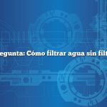 Pregunta: Cómo filtrar agua sin filtro