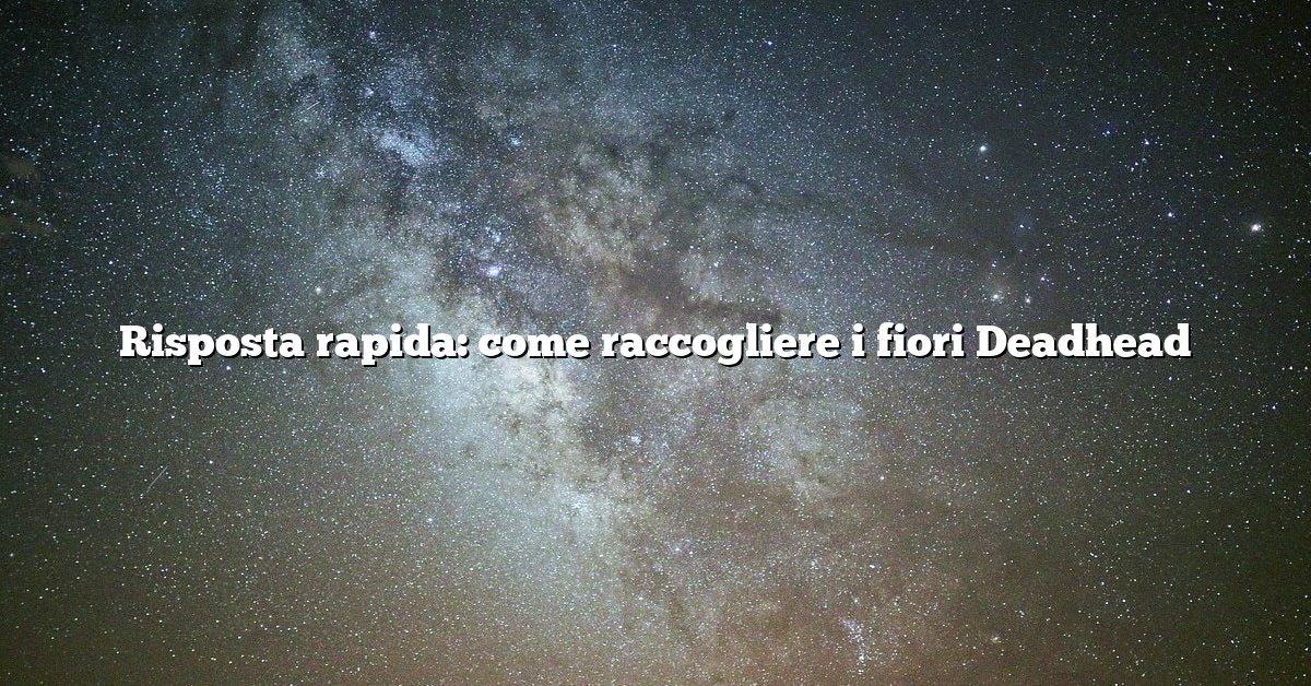 Risposta rapida: come raccogliere i fiori Deadhead