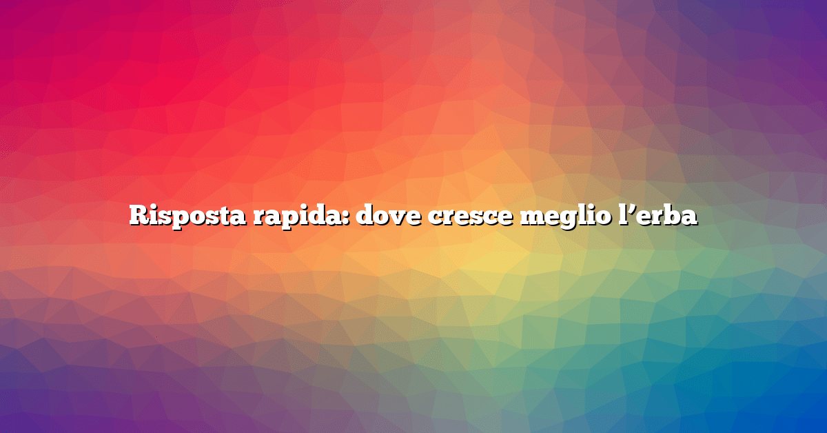 Risposta rapida: dove cresce meglio l’erba