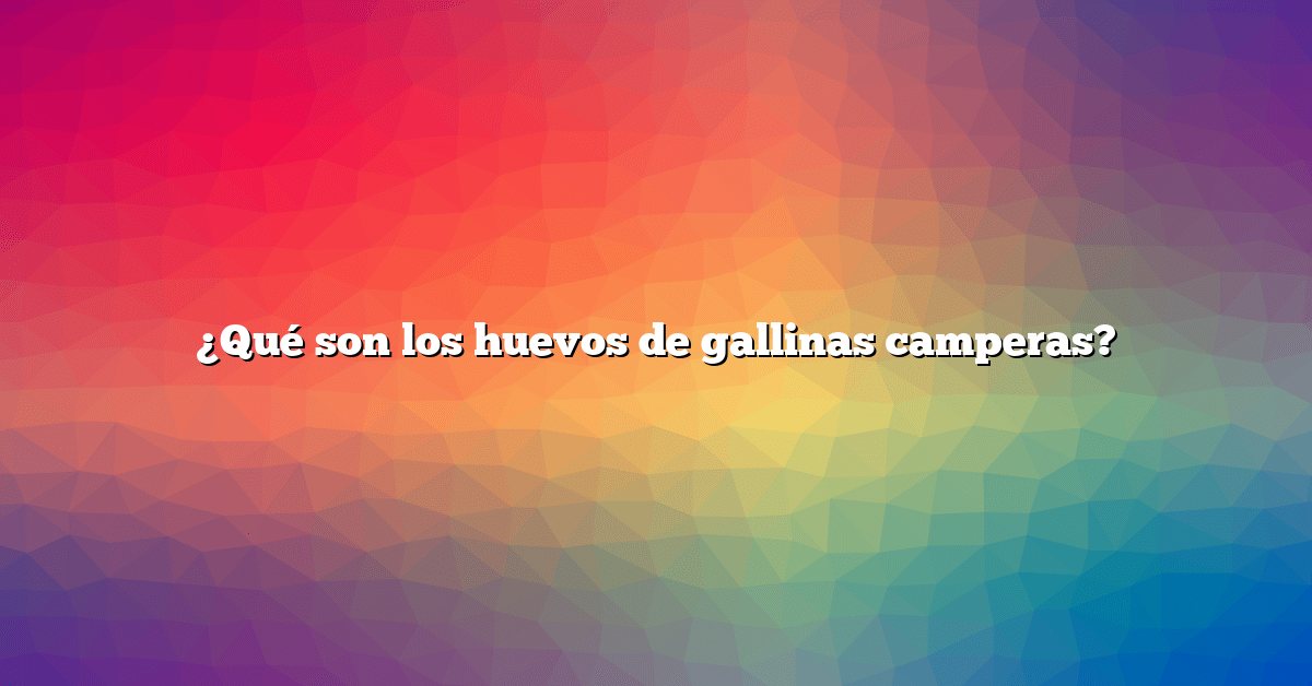 ¿Qué son los huevos de gallinas camperas?
