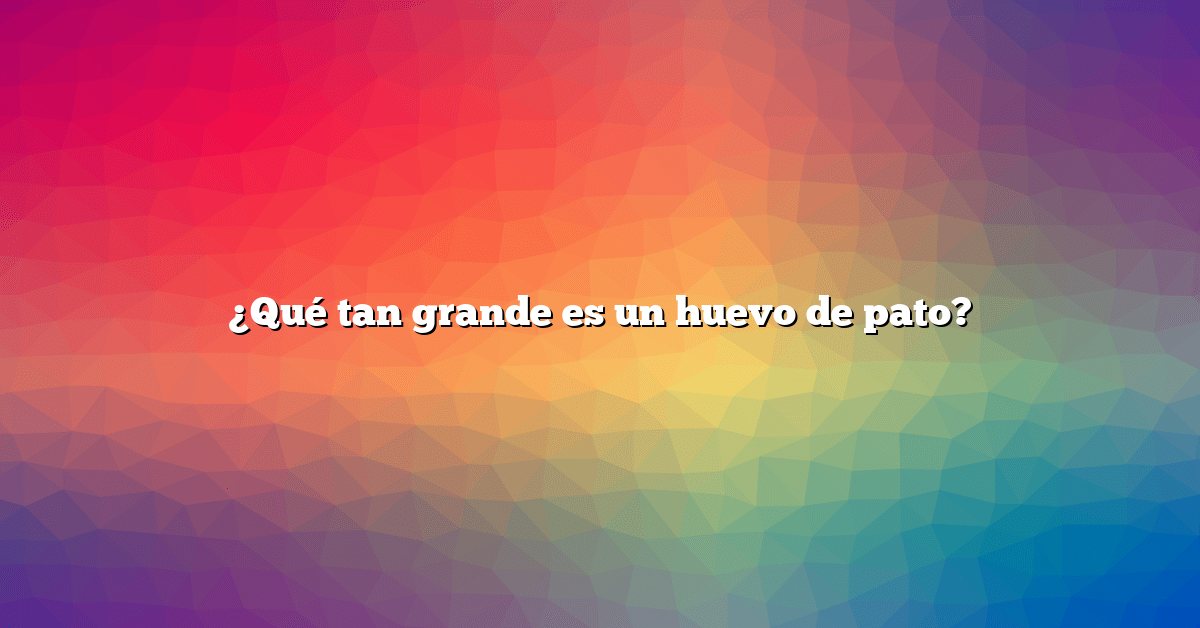 ¿Qué tan grande es un huevo de pato?