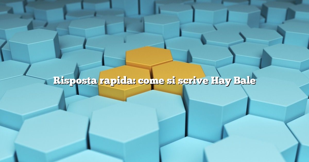 Risposta rapida: come si scrive Hay Bale