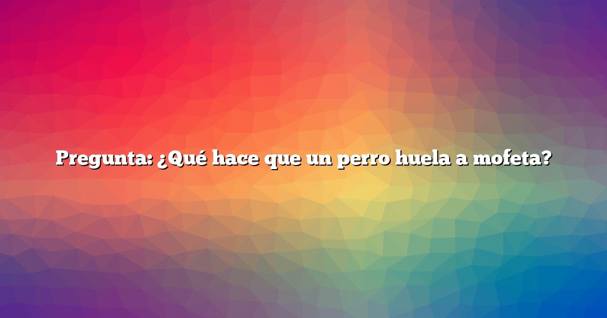 Pregunta: ¿Qué hace que un perro huela a mofeta?