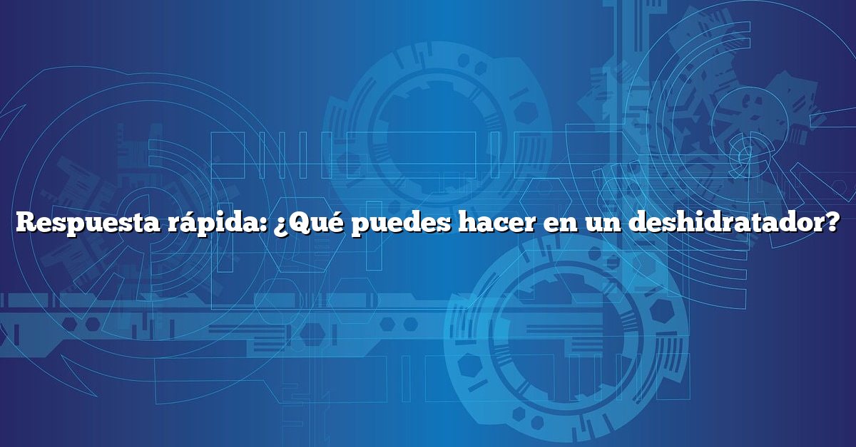 Respuesta rápida: ¿Qué puedes hacer en un deshidratador?