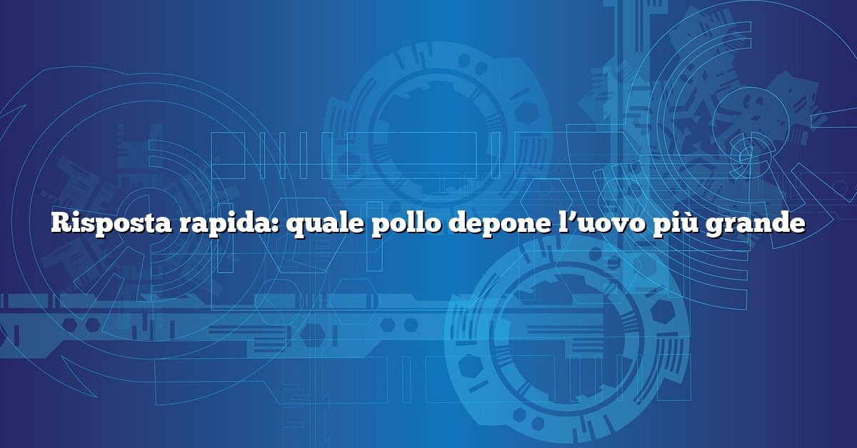 Risposta rapida: quale pollo depone l’uovo più grande