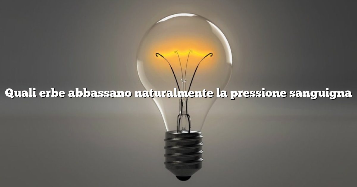 Quali erbe abbassano naturalmente la pressione sanguigna