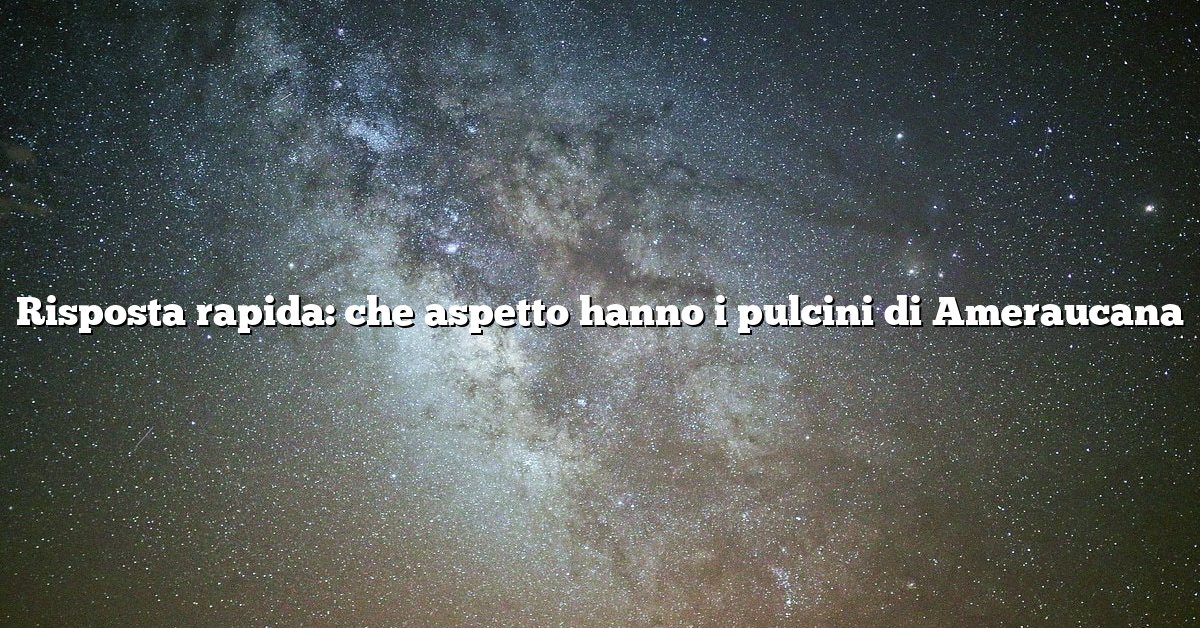 Risposta rapida: che aspetto hanno i pulcini di Ameraucana