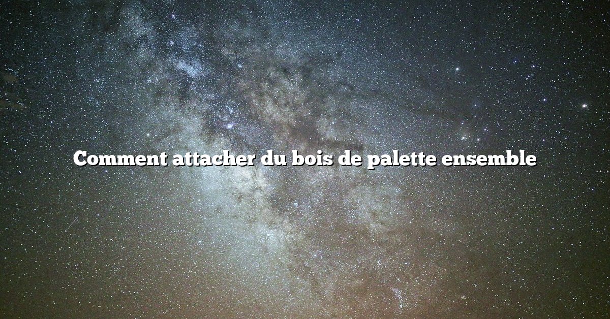 Comment attacher du bois de palette ensemble