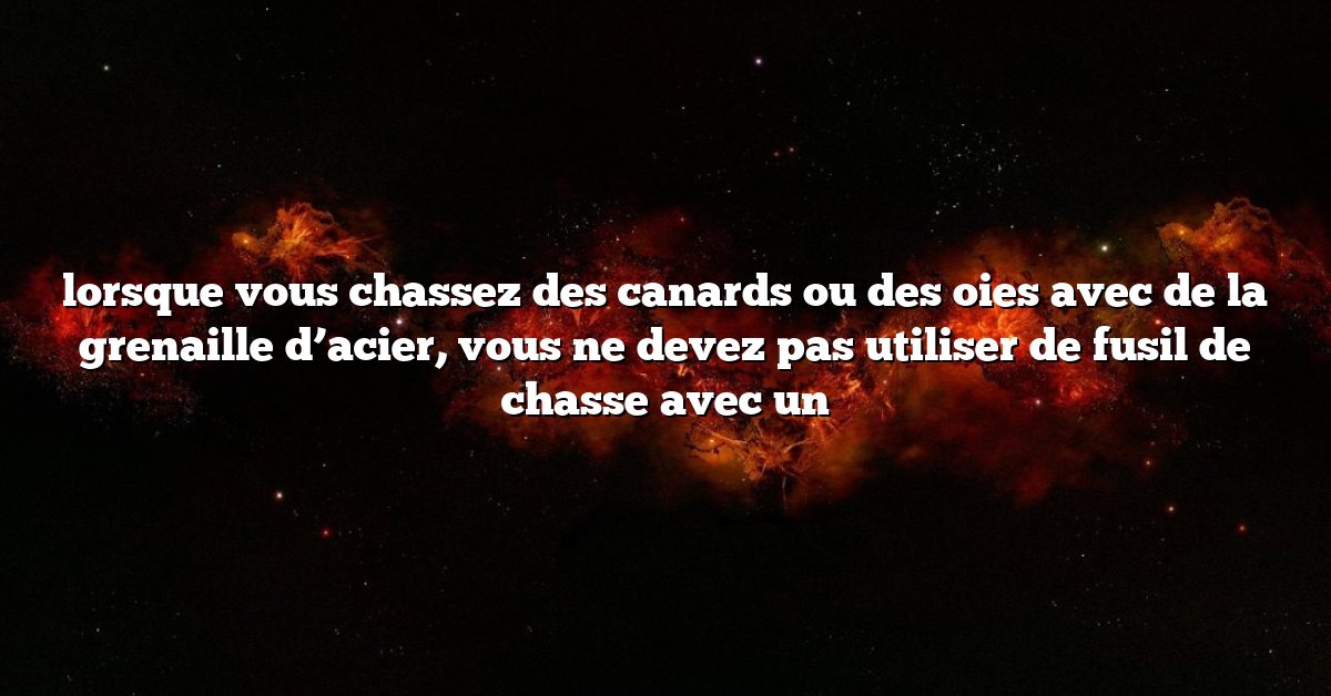 lorsque vous chassez des canards ou des oies avec de la grenaille d’acier, vous ne devez pas utiliser de fusil de chasse avec un