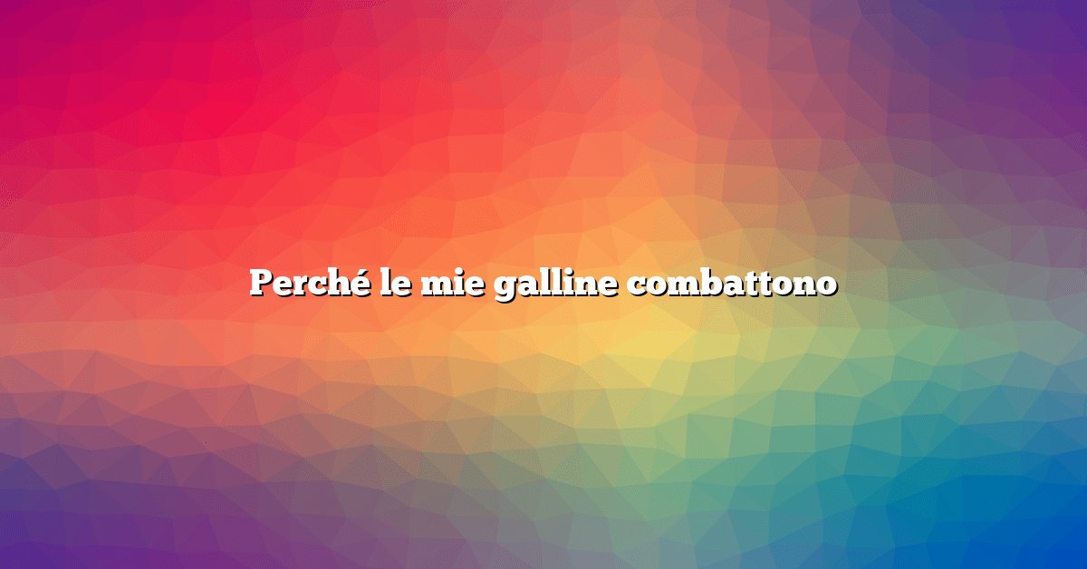Perché le mie galline combattono