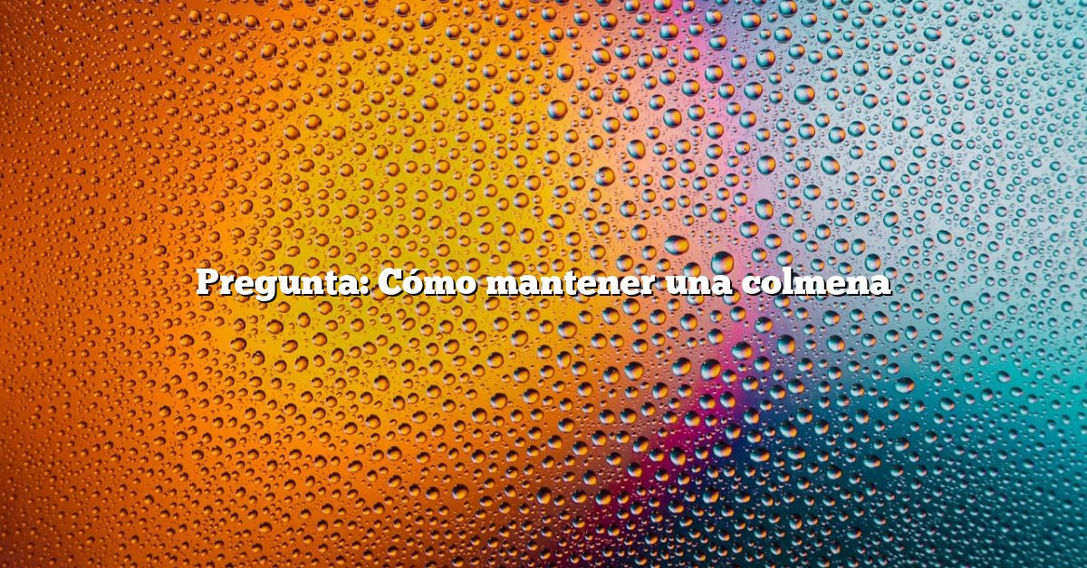 Pregunta: Cómo mantener una colmena