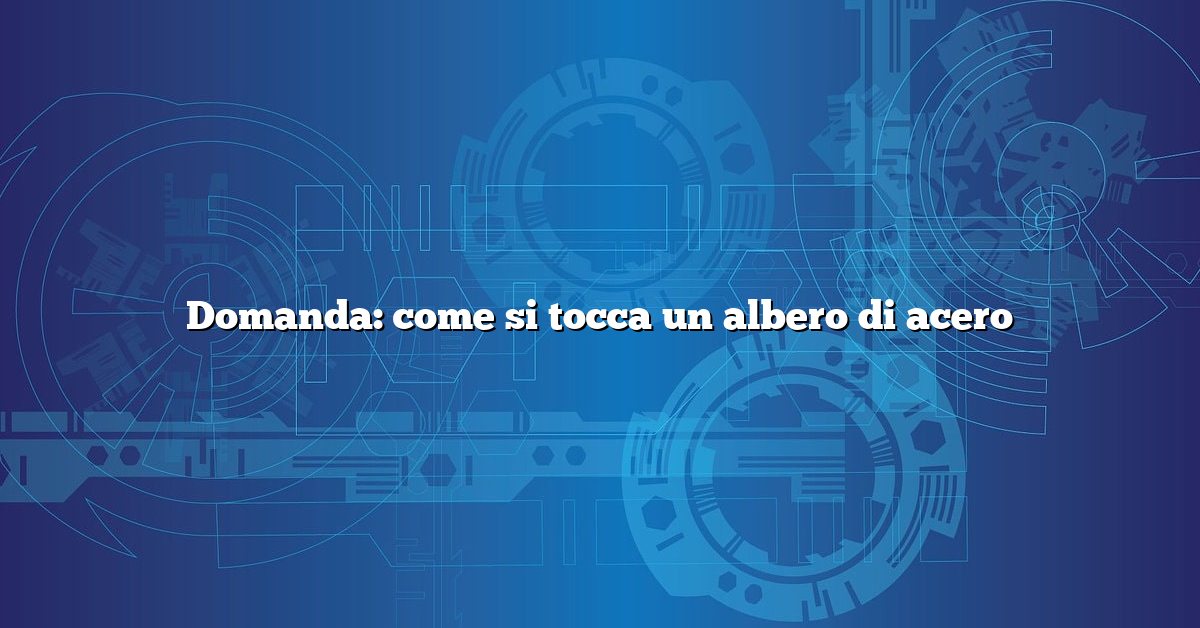 Domanda: come si tocca un albero di acero