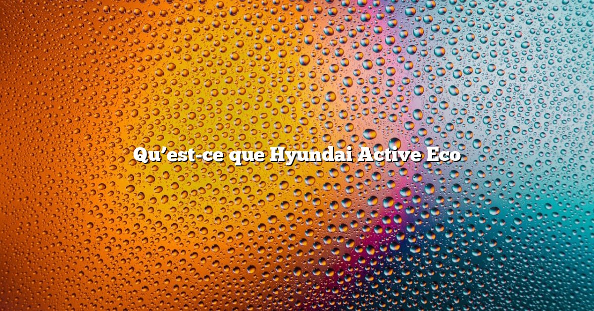 Qu’est-ce que Hyundai Active Eco