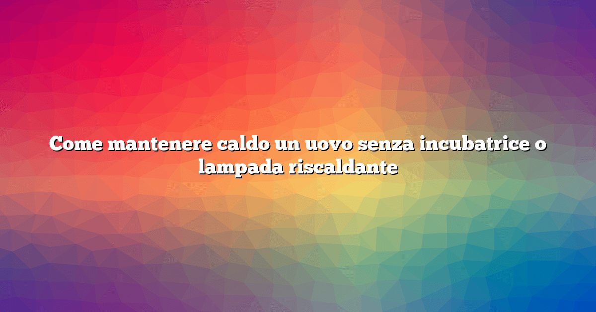 Come mantenere caldo un uovo senza incubatrice o lampada riscaldante