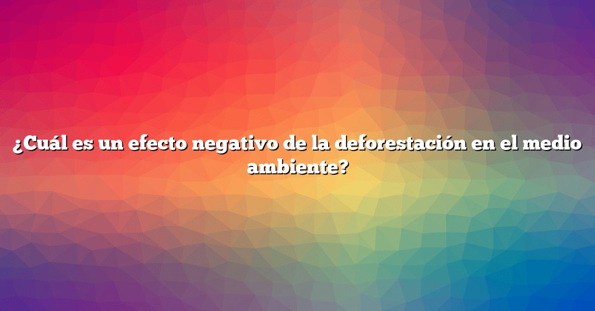 ¿Cuál es un efecto negativo de la deforestación en el medio ambiente?