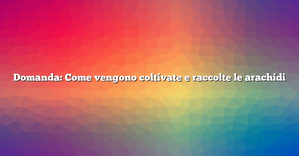 Domanda: Come vengono coltivate e raccolte le arachidi