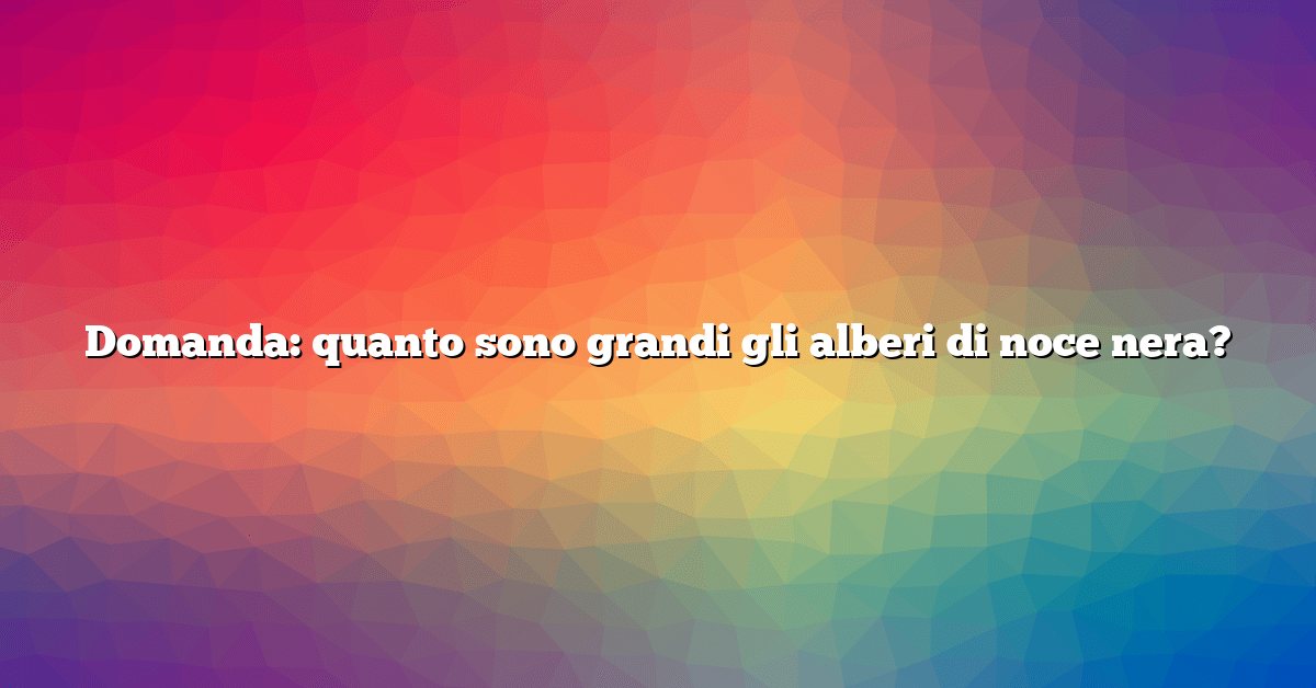Domanda: quanto sono grandi gli alberi di noce nera?