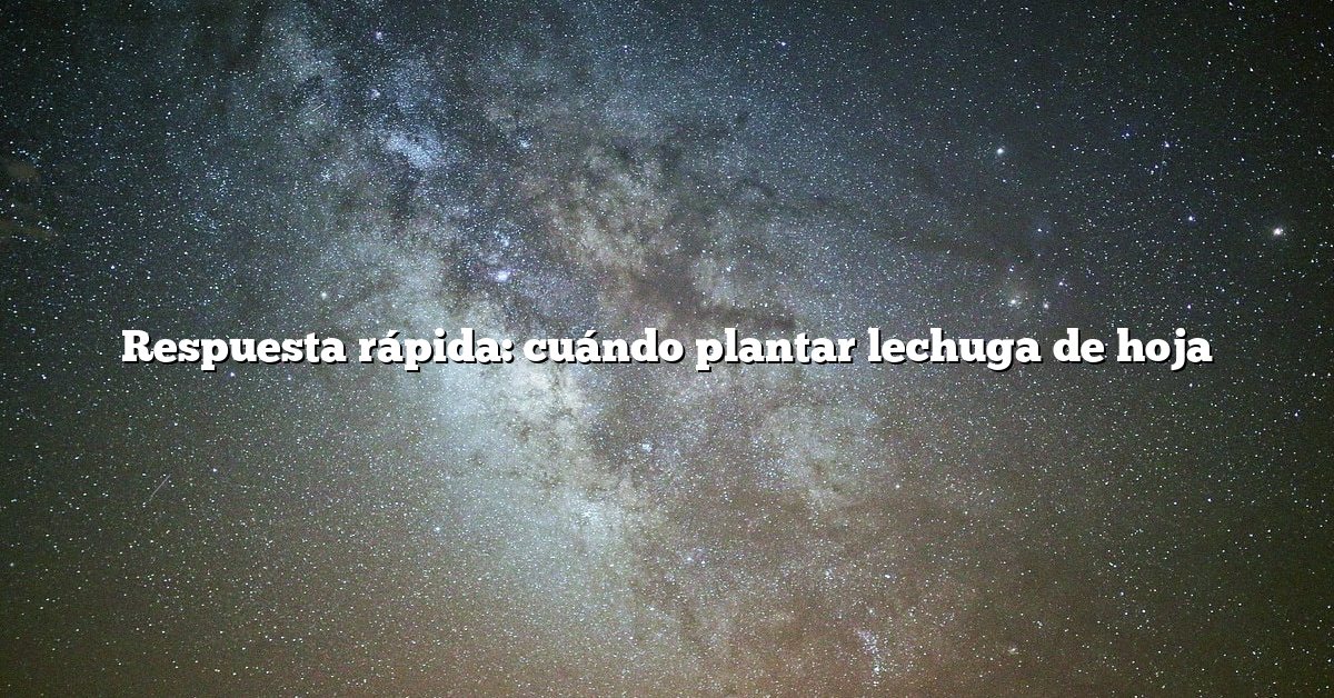 Respuesta rápida: cuándo plantar lechuga de hoja