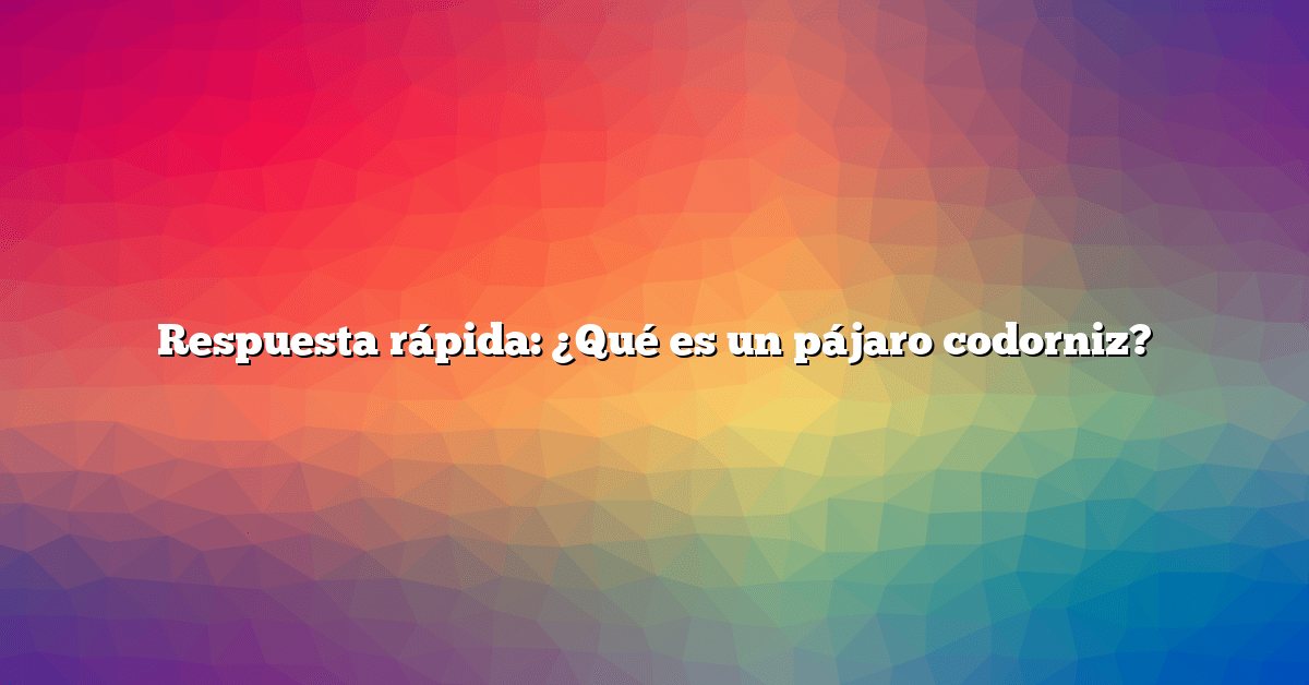 Respuesta rápida: ¿Qué es un pájaro codorniz?