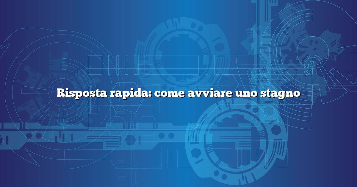 Risposta rapida: come avviare uno stagno