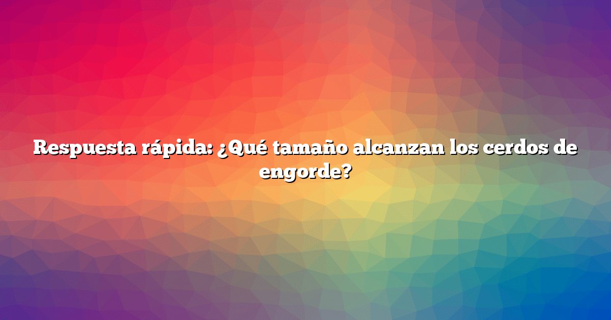 Respuesta rápida: ¿Qué tamaño alcanzan los cerdos de engorde?